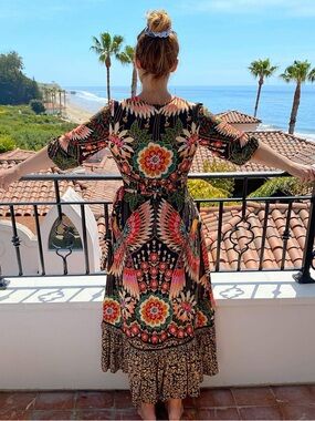 FARM Rio | Dresses | Farm Rio Coconut Grove Puffsleeve Vneck Maxi Dress Xs  | Poshmark